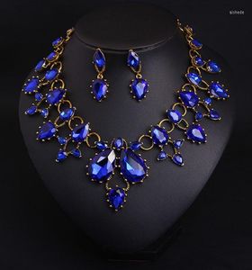 Серьги ожерелья устанавливают Sangnuo Vintage Crystal Jewelry для женщин Африканский Дубай Нридал Заявление Свадебные аксессуары