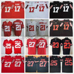 NCAA Ohio State Buckeyes College Football Jersey 21 Parris Campbell JR. 23 James 25 Mike Weber Jr. 17 Chris Olave High Quality Eddie George Pete Johnson stitched