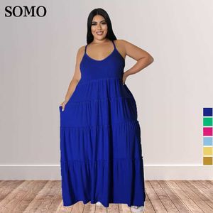 Abiti taglie forti Abbigliamento donna estivo Abito sexy allacciato al collo Chic pieghettato Maxi lungo elegante Dropshipping all'ingrosso 230307