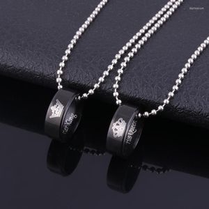 Pendant Necklaces Couple Letter His Queen Her King Crown Matching Necklace Eternal Love Promise For Lover Jewelry Gift
