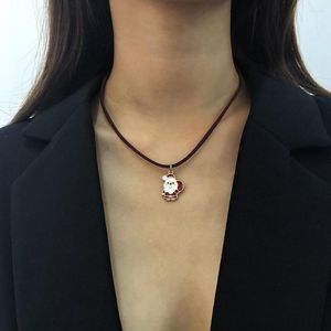 Kolye Kolyeler Lalynnly Noel Ağacı Elk Noel Baba Kolye Rhinestone Damma Yağ Kırmızı Yeşil Renk Kadınlar için Jewelryn7841