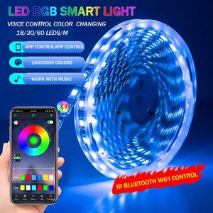 Strisce LED 12V Nastro RGB 5050 Striscia Led Impermeabile 2835 Nastro bianco 10M Bluetooth Tv Retroilluminazione Illuminazione per bambini per la decorazione della stanza P230315