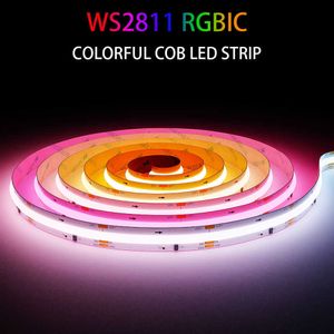 Paski LED WS2811 RGBIC COB Pasek LED Pixel Adresyble Full Dream Kolor DC 12V 24V Elastyczne 720leds/m inteligentne lampy LED LED do wystroju pokoju P230315