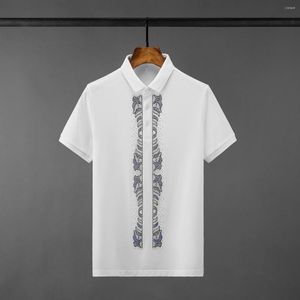 Męskie koszulki męskie Summer bawełniany luksusowy kolorowy diamentowy krótki rękaw męski moda moda szczupła fit man T-shirty czarne białe