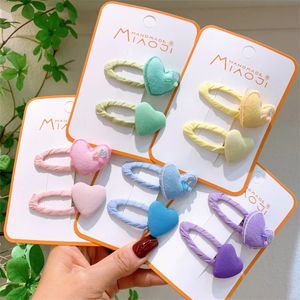 2023 New Fashion Sweet Girl Princess Heart-shaped Hairpins Korean Children's Cute Colorful Fabric Love BB Clip Hair Accessories