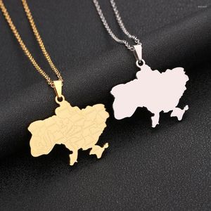 Anhänger Halsketten Ukraine Karte Stadt Halskette Edelstahl Männer Frauen Landkarten Schmuck Ukrainisches Patriotisches Geschenk