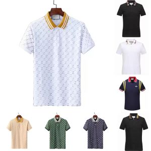 2023 Mens Unique designers Polos Shirts For Man High Street Italy Embroidery Garter Snakes Little Bees Printing Brands Clothes Cottom Clothing