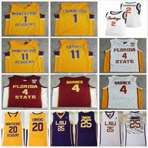 NCAA Montverde Academy High School 1 Cade Cunningham Maglie da basket College 11 Scottie Barnes Giallo Ben 20 Simmons Jersey