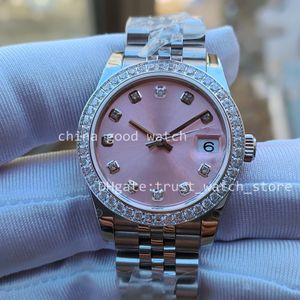 Różowa Tarcza Bezel Zegarki Damskie 31MM Lady Prezent BPf Mechanizm Automatyczny Jubileuszowa Sukienka ze stali nierdzewnej Data Szafirowy Kryształ BP Fabryczne Zapałki Na Rękę Oryginalne Pudełko