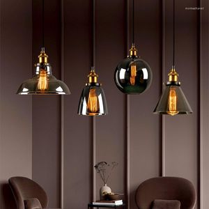 Lampy wiszące amerykańską lampę na strychu do baru w sypialni Restaurant Glass Retro Industrial Hanging Lights Oświetlenie Home Home Indoor