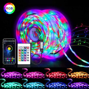 LED Strips 1-30M 5050 LED Strip Light RGB USB Flexible Lamp Tape Diode Cable Bluetooth APP Control Desk Screen TV Background Lighting P230315