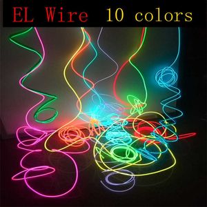 Strisce LED EL Wire 1/2/3/5/10 Metro Cavo tubo corda Striscia LED fai da te Luci stringa flessibile Luce al neon per la decorazione di danza del partito P230315