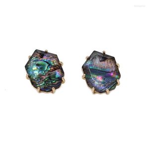 Stud Earrings 2023 Abalone Stone Inlay Seven Claw Geometric Women Fashion Pearl Jewelry Wholesale