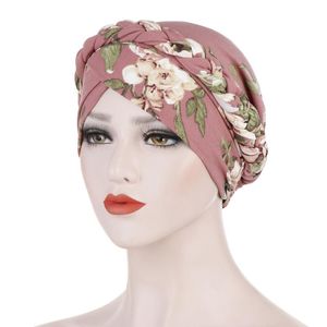 Beanies Beanie/Skull Caps Women Floral Braid India Hat Muslim Ruffle Cancer Chemo Beanie Turban Wrap Cap Flower Printed Cotton Hatts Accessor