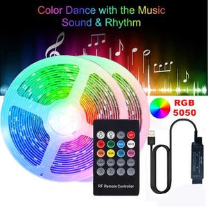 Strisce LED LED Strip Light Music Sync Telecomando RGB5050 LED Strip Tape MINI 20 tasti Controllo vocale per Room Decor TV Illuminazione ambientale P230315