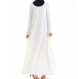 Ubranie etniczne muzułmańskie kobiety ubieraj się podstawowa biała abaya Omani długie rękawy modlitwa wewnętrzna ABAY 95% bawełniany stały kolor jellaba marocaine klasyka