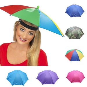 Chapéus largos de abrangência guarda -chuva ao ar livre chapéu de sol Novelty dia dobrável Mãos chuvosas grátis arco -íris