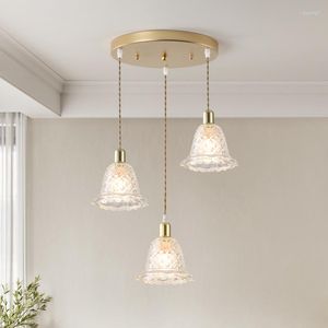 Pendant Lamps Nordic Glass Light Lamp Copper Color Homestay Creative Minimalist E27 Transparent Lampshade For Restaurant