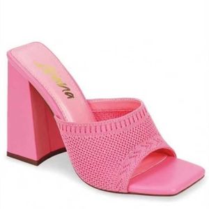 Slippers Square Toe Platform Slides Women Summer Summer Solid Color Chunky High Sandals Sandals Mulher Pu Latinhas de Celas Quadricas Cheques Flips Z0317