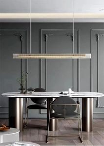 Lampadari Lampadario moderno minimalista del ristorante Dimple Geometric Word Island Table High-end Glass Nordic Light Bar di lusso