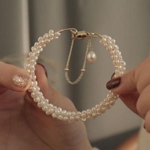 Link Bracelets Chain Freshwater Pearl On Hand Fashion Simple Magnet Buckle Temperament And Personality For WomenLink