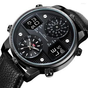 Kol saatleri En iyi marka çok işlevli erkeklerin saatleri kuvars hareketi erkek kol saati geri hafif su geçirmez saat ışıklı LCD zaman gösterir