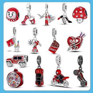 925 silver Fit Pandora Original charms DIY Pendant women Bracelets beads Red Series Pendant Charms Beads plata charms of ley