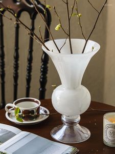 Vaser fransk inträde lux pärla vit vas dekoration hydroponic insats blomma flaska glas vardagsrum middande