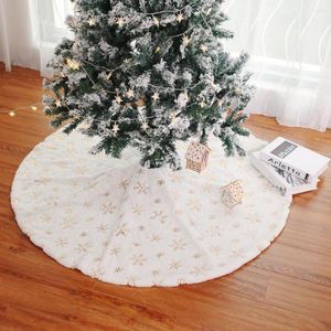 Decorazioni natalizie Capelli lunghi Non tessuto / Corto Fiocco di neve in peluche / Perline di peluche Gonna per albero ricamata bianca Ornamento Decorazione dell'anno