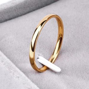 Wedding Rings 2023 2mm Thin Rose Gold Anti-Allergy Smooth Simple Titanium Steel For Women Valentine's Day PresentWedding Toby22