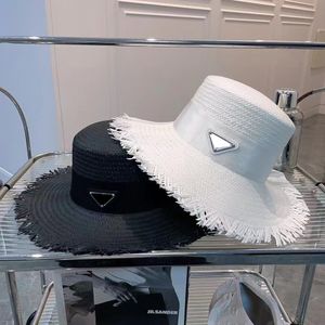 Moda casquette fedora designer de luxo chapéu balde de palha chapéus de aba larga boné de praia viseira de sol feminino verão grandes canudos bonés uv anti borla aba de sol sombra triângulo