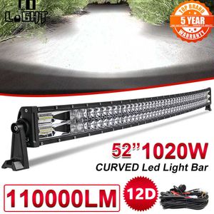 LED Strips CO LIGHT 22 32 42 52 inch Curved Led Light Bar 420W 620W 820W 1020W COMBO Dual Row Driving Offroad Car Tractor Truck 4x4 SUV ATV P230315