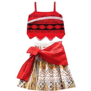 Flickas klänningar barn moana kommer för flickor remmar rygglösa vaiana sommarklänning peruk barn baby kläder karneval jul födelsedag klädsel