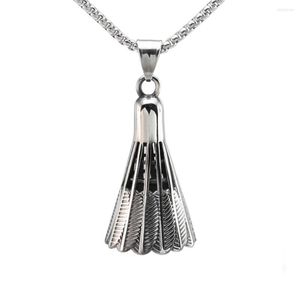 Pendant Necklaces Black Enamel Stainless Steel Badminton Shuttlecock Necklace Fitness Bodybuilding Jewelry