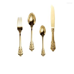 Geschirr-Sets Tablewellware Gold Besteck-Set Edelstahl Golden Vintage-Geschirr Gabel Löffel Messer Royal 2023