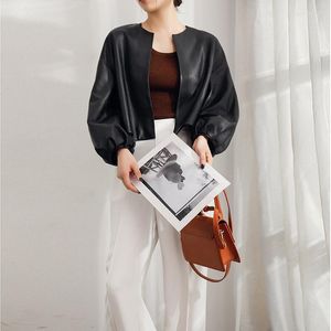 Women's Leather Genuine Jacket Short Oversized 2023 Fashion Real Sheepskin Coats And Jackets Women