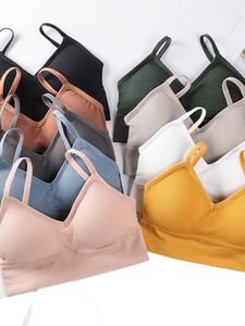 Camisoles & Tanks Sexy Crop Tops Women Underwear Seamless Tank Bra Top Padded Fashion Backless Camis Wirefree Comfort Sports Streetwear Vest