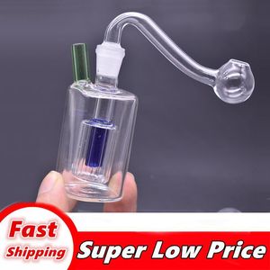 New Cheap mini Glass oil burner Bong inline matrix PERCOLATOR honeycomb Perc Recycler Beaker bong with 10mm male glass oil burner pipes