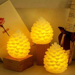 Luces nocturnas mycyk led vela electrónica romántica pino cono lámpara creativa decoración del hogar falso no baterías