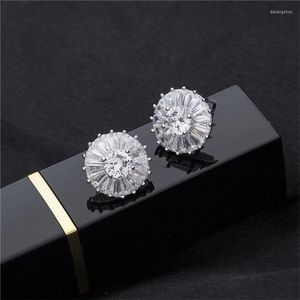 Stud Earrings Copper Cubic Zirconia Exquisite White Round Women Fashion Cute For Girls Simple Elegant Woman