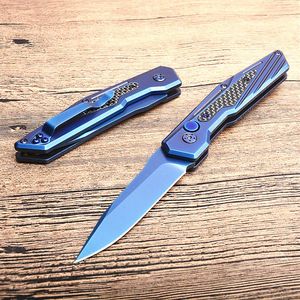 SPEICAL OFERTA AUTO TAKTICAL Folding Knife 8CR13MOV Blue Titanium Coated Blade Stalowe rękojeści z włókna węglowego EDC KNIVES 3116