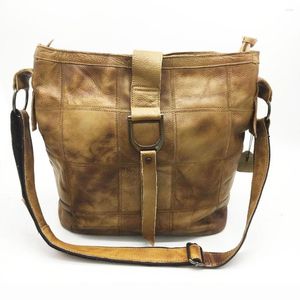 Evening Bags Women's Vintage Hand-Painted Leather Bag Shoulder Messenger Zhen Pi Bao Large