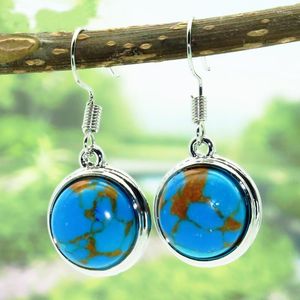 Baumelnde Ohrringe Vintage natürliche Türkise für Frauen großer blauer Stein Tropfen langer Ohrring Boho Schmuck Accessoires Geschenke