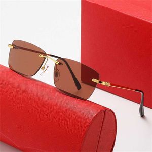 Мужские роскошные дизайнерские солнцезащитные очки безрамные металлические ноги мода простая тренд сеть красного ветра плоское зеркало