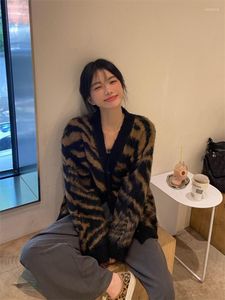 Women's Knits Real S Price Korean Soft Waxy Plush Versatile Thick Sweater Vintage Zebra Pattern Cardigan Coat Women