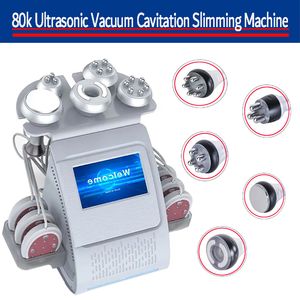 6 In1 80k Cavitation Machine RF Ansiktsskyddning Viktminskning Vakuum Ultraljud med laserplatta skönhetsutrustning god effekt