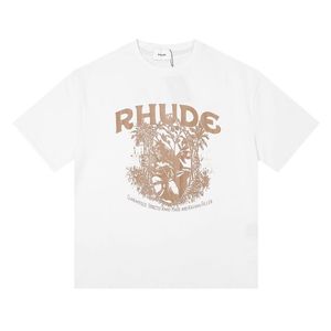 100% хлопок, люксовый бренд, рубашка Rhude, модные мужские дизайнерские футболки, мужские повседневные топы с короткими рукавами, мужские футболки, размер США dm