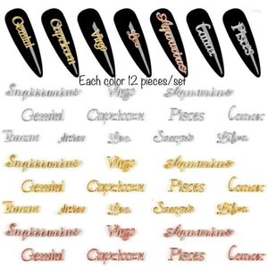 Decorazioni per nail art 10 Ciondolo con ciondolo a forma di parola zodiacale Costellazione Lega 3D Flatback Resina epossidica Fornitura Riempimento Accessorio per creazione di gioielli fai-da-te