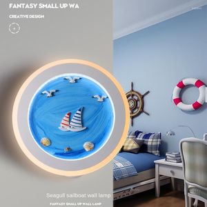 مصابيح الجدار الإبداعية مصباح LED داخلي غرفة نوم الأطفال تصميم البحر الأبيض المتوسط