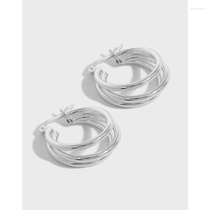 Hoop Earrings Trendy Minimalist 18K Gold REAL.925 Sterling Silver Big Multi-layer Triple Circles Tunnel Oop Huggie Earring TLE2222